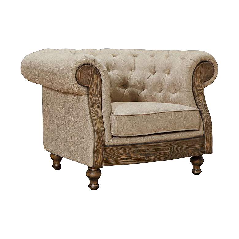 Image 1 Barstow Tufted Sand and Oak Accent Chair
