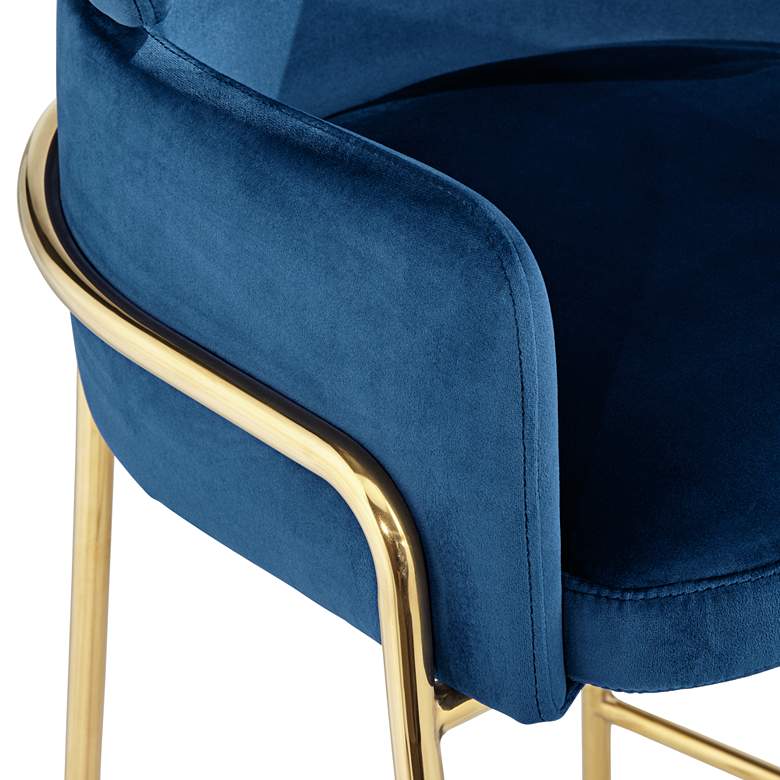 Barta 31 3/4&quot; High Blue Velvet and Champagne Gold Barstool more views