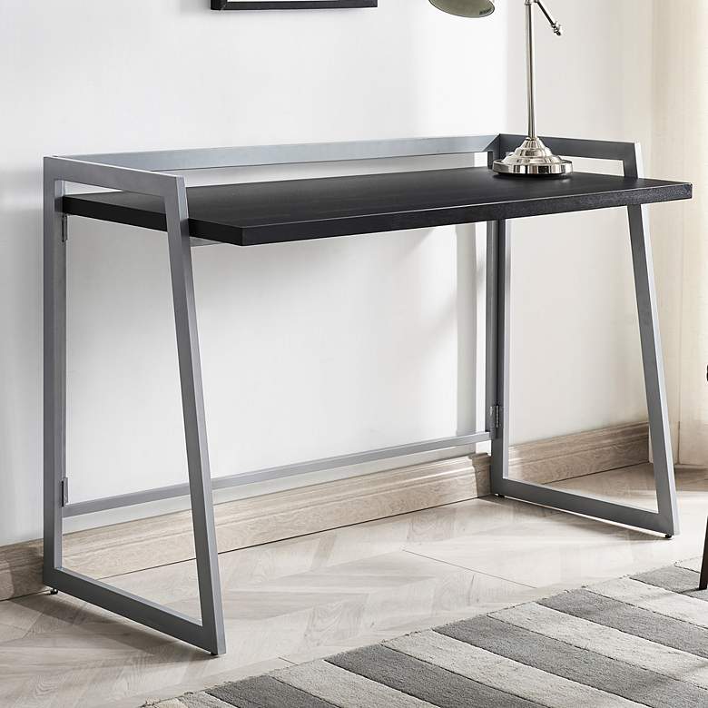 Image 1 Bartina 48 inch Wide Black Nickel Rectangular Folding Desk