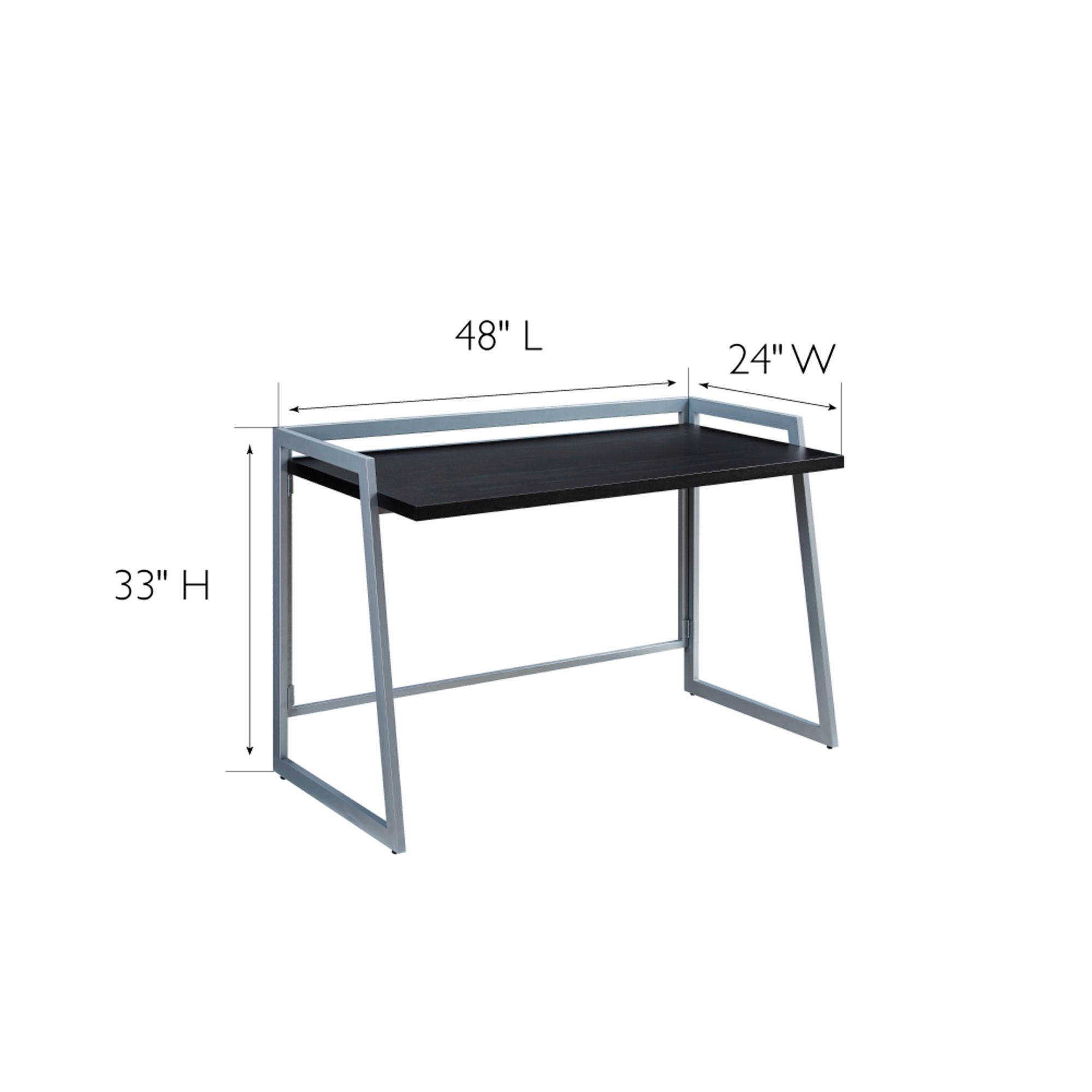 Bartina 48" Wide Black Nickel Rectangular Folding Desk