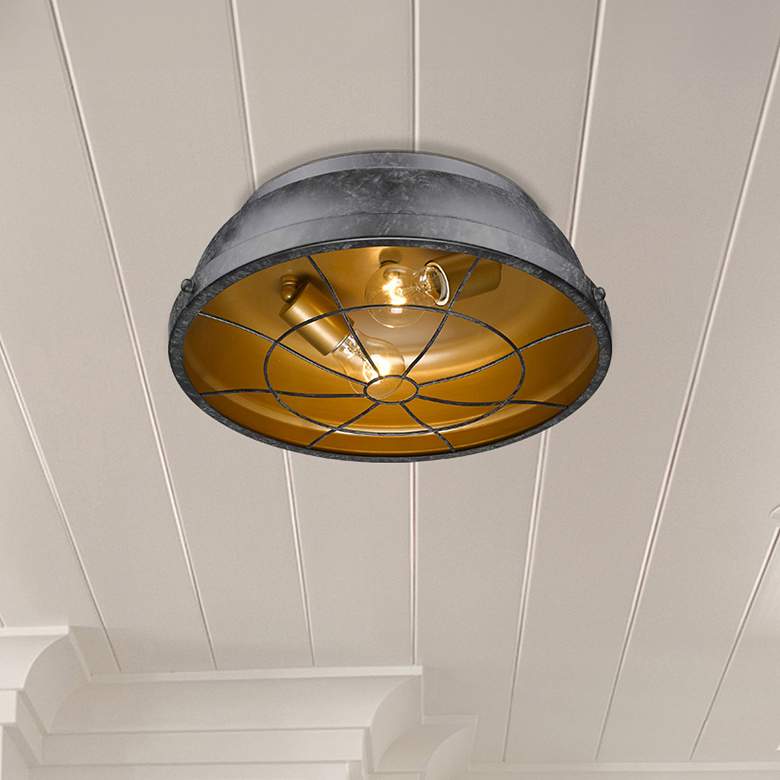 Image 5 Bartlett 14" Wide Black Patina Ceiling Light more views