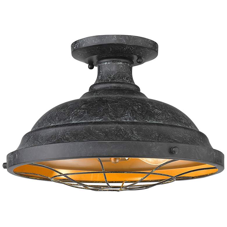 Image 2 Bartlett 14" Wide Black Patina Semi-Flush Ceiling Light