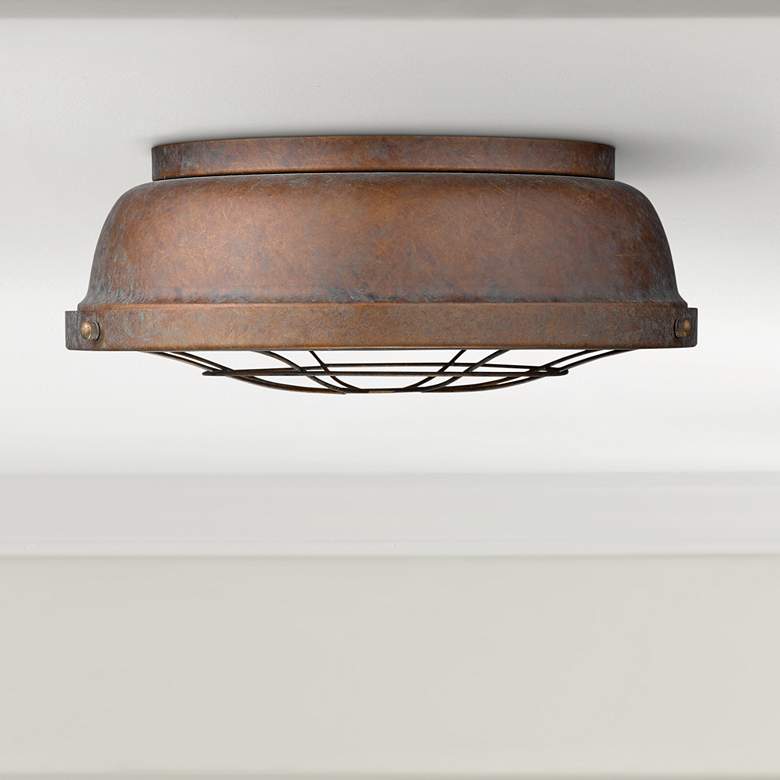 Image 1 Bartlett 14 inch Wide Copper Patina Ceiling Light