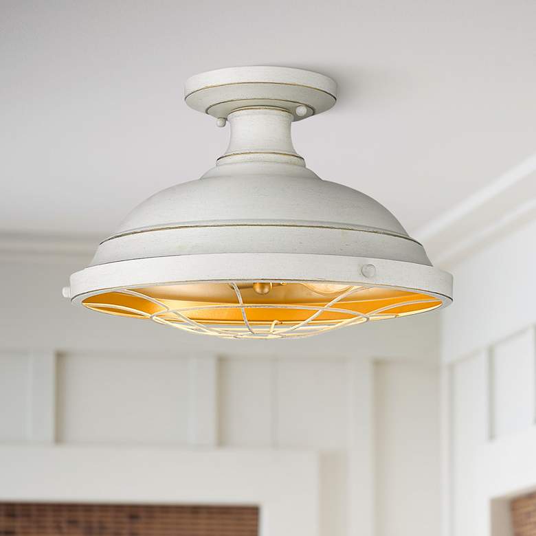 Image 1 Bartlett 14" Wide French White Semi-Flush Ceiling Light