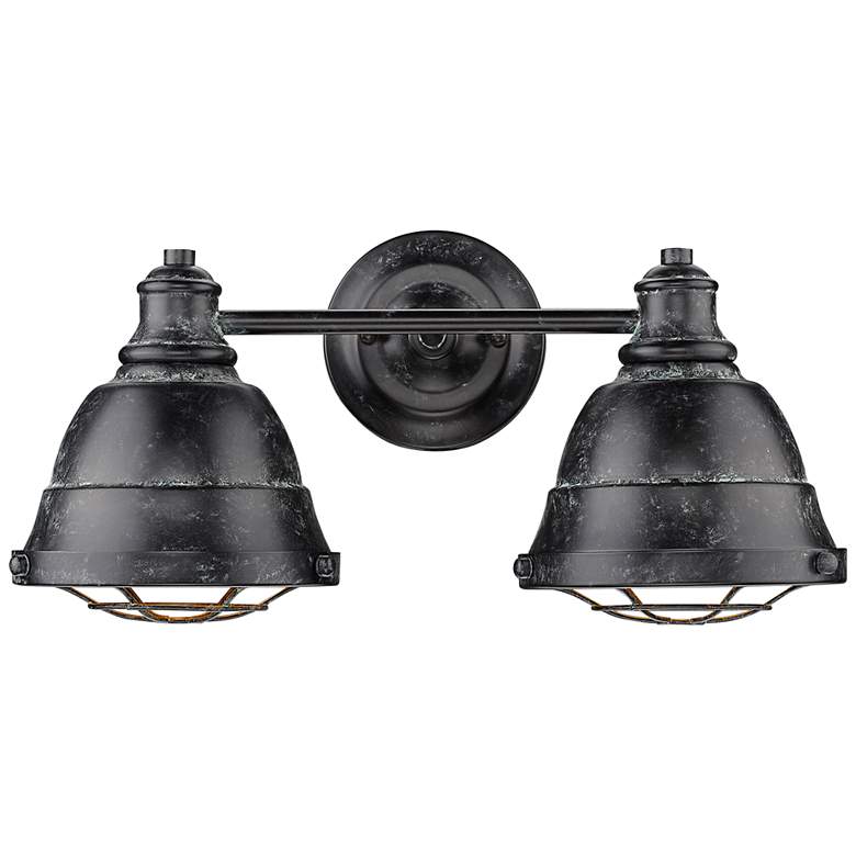 Image 1 Bartlett 16 1/2 inch Wide Black Patina 2-Light Bath Light