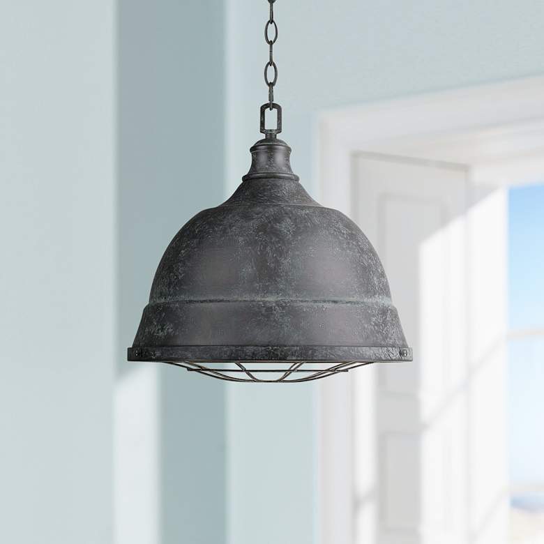 Image 1 Bartlett 16 1/2" Wide Black Patina Pendant Light
