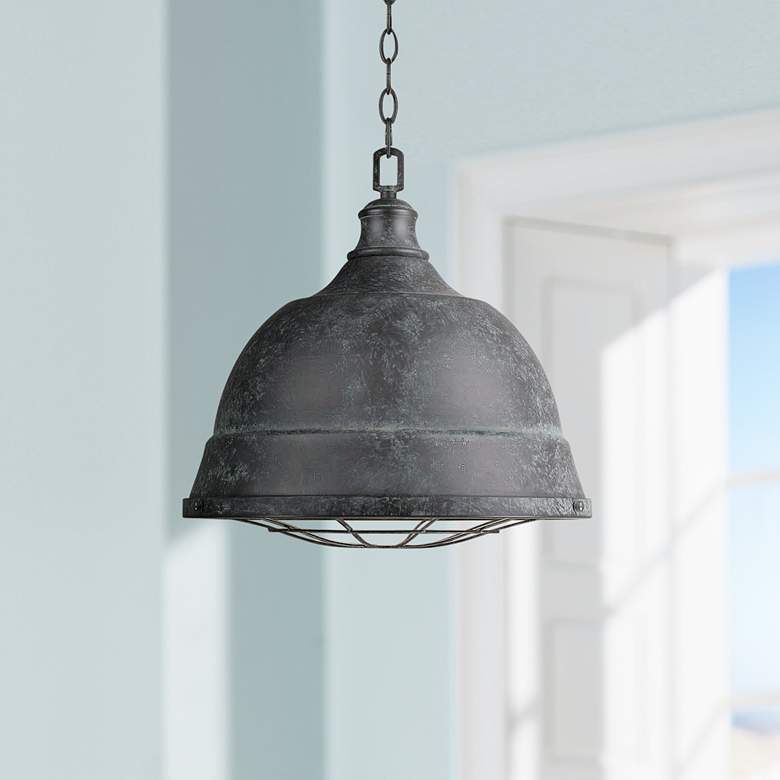 Image 1 Bartlett 16 1/2 inch Wide Black Patina Pendant Light