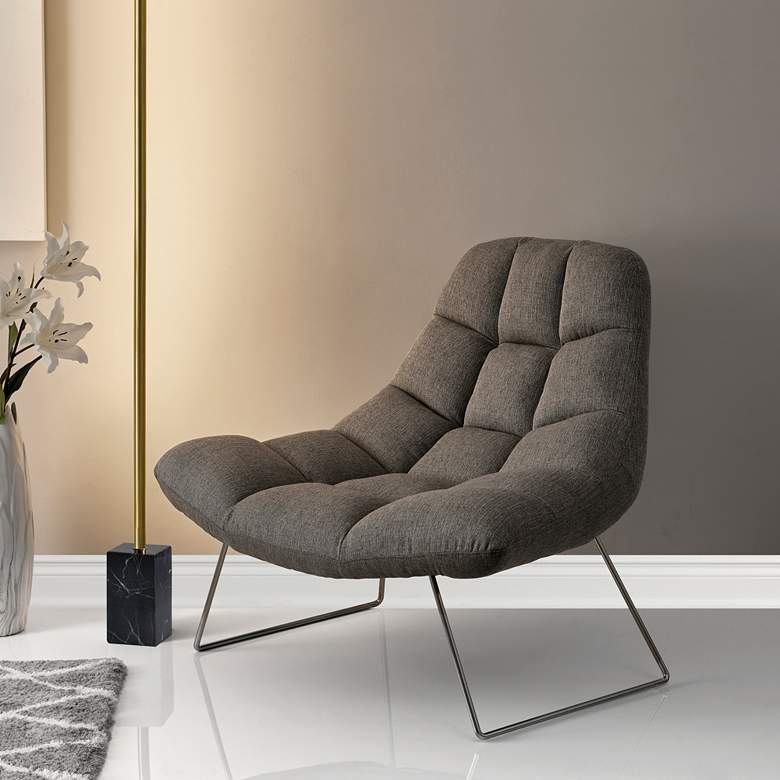 Image 1 Bartlett Light Gray Tufted Armless Accent Chair