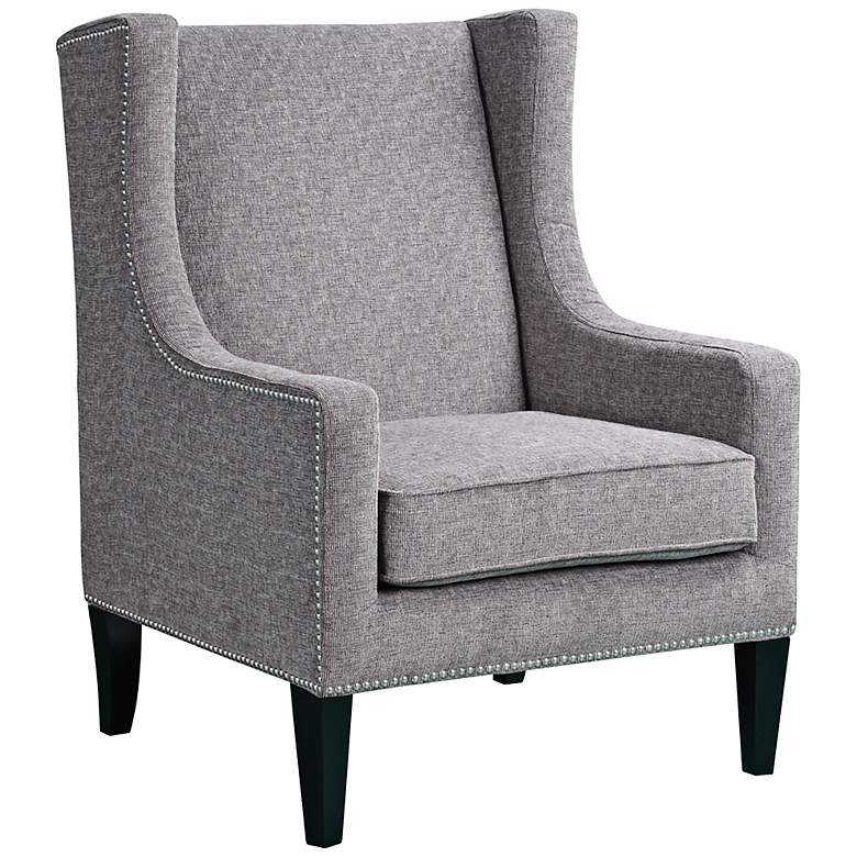 Image 1 Barton Menswear Gray Upholstered Wingback Armchair