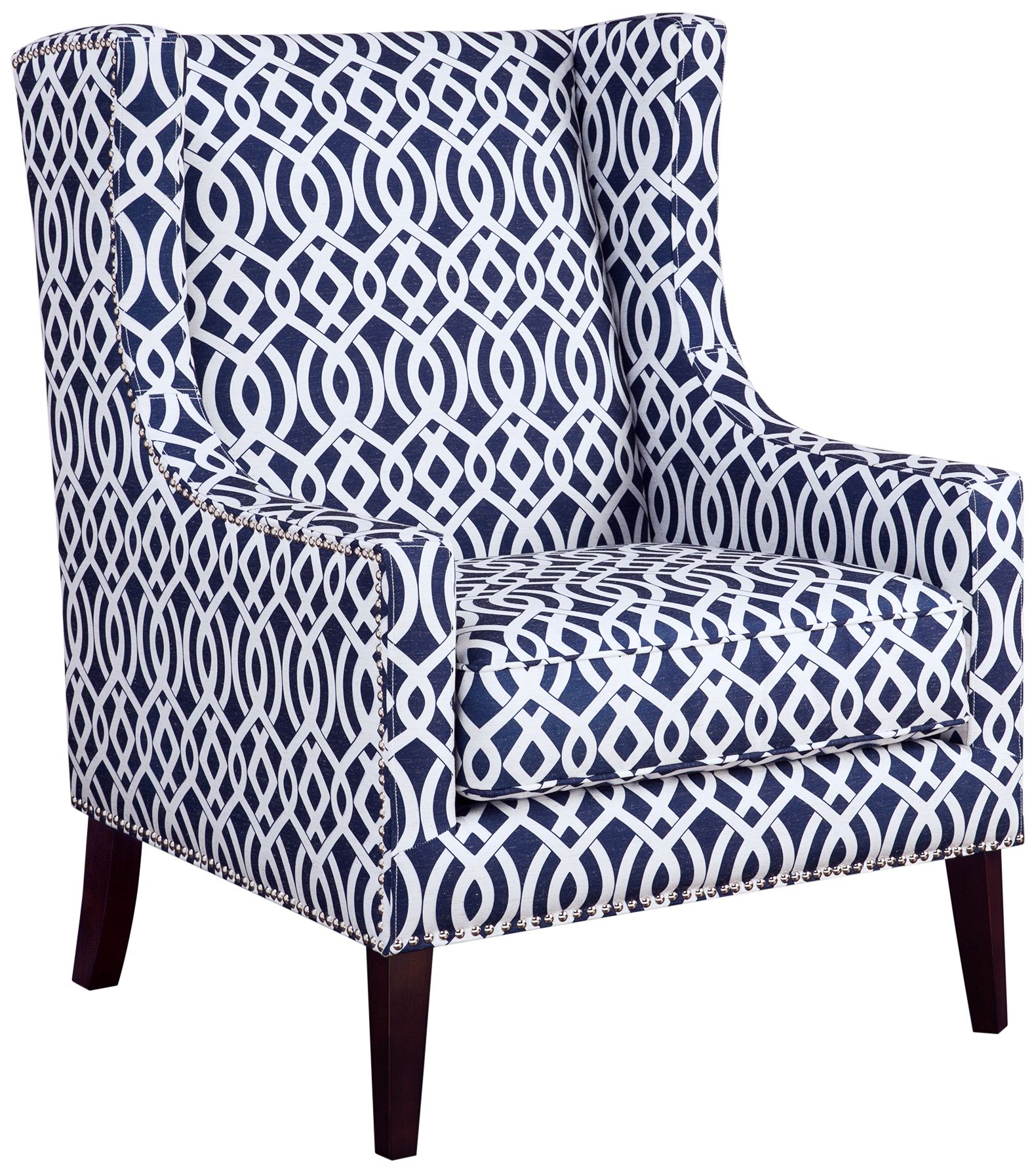 Barton Navy Fabric Wing Back Accent Chair 686P0 Lamps Plus