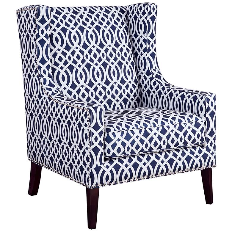 Image 2 Barton Navy Fabric Wing Back Accent Chair