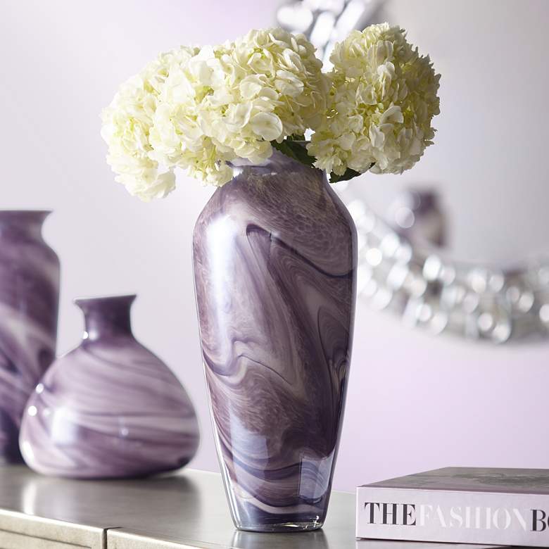 Image 1 Barton Purple Swirl 14 1/2" High Large Glass Vase