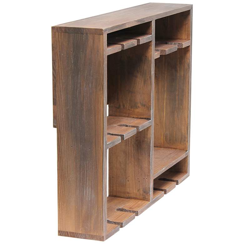 Bartow Restored Wood Wine Rack Shelf with Glass Holder more views