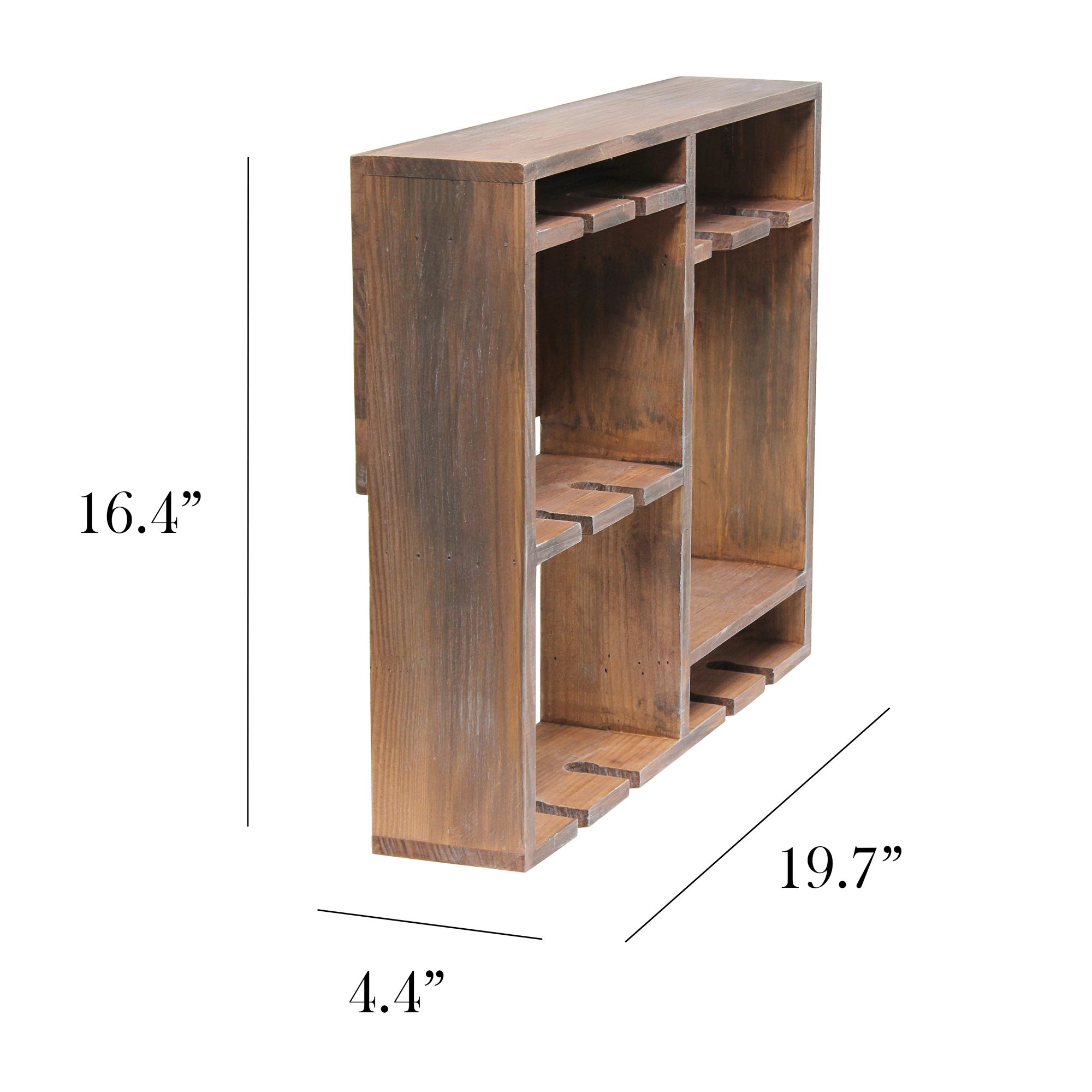 Bartow Restored Wood Wine Rack Shelf with Glass Holder
