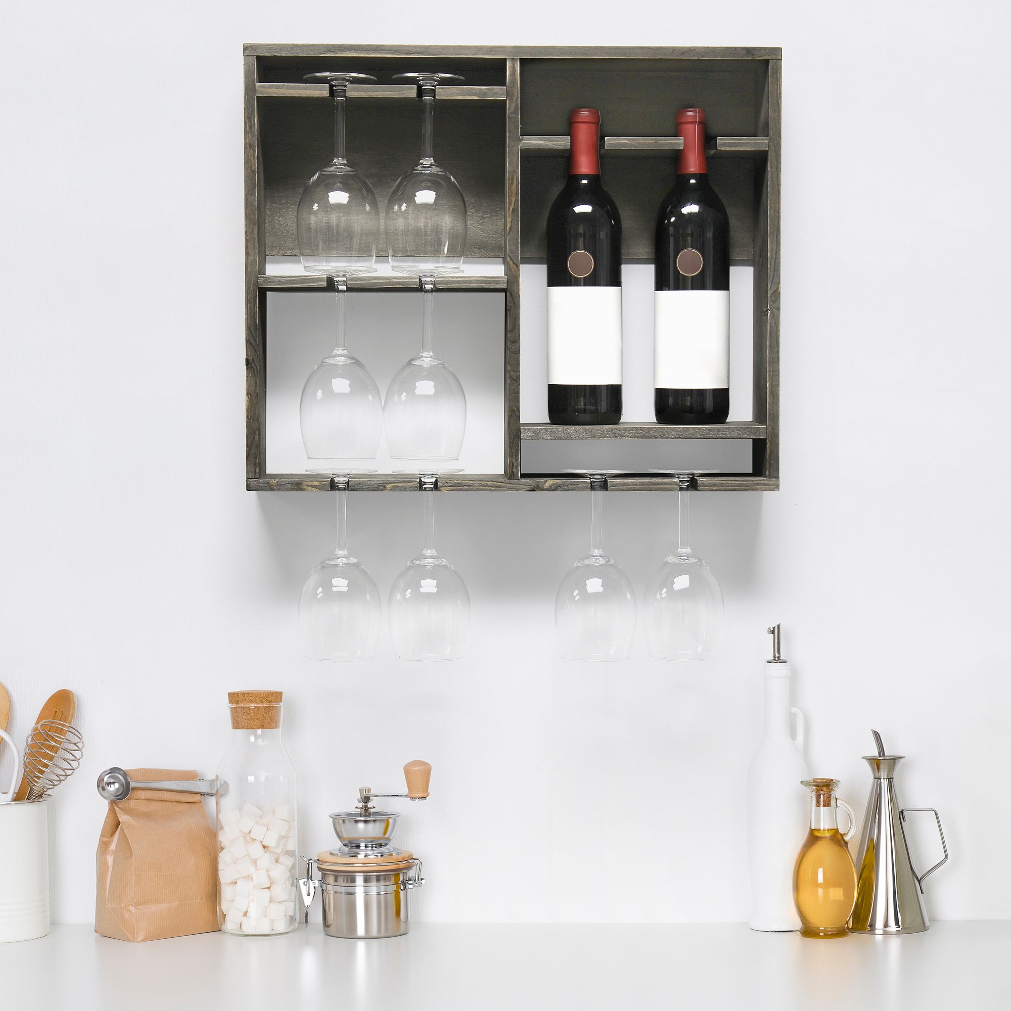 Grey wood 2024 wine rack