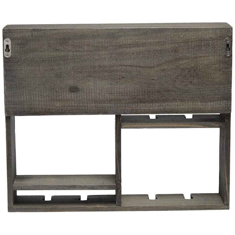 Image 6 Bartow Rustic Gray Wood Wine Rack Shelf with Glass Holder more views