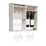 Bartow White Wash Wood Wine Rack Shelf with Glass Holder