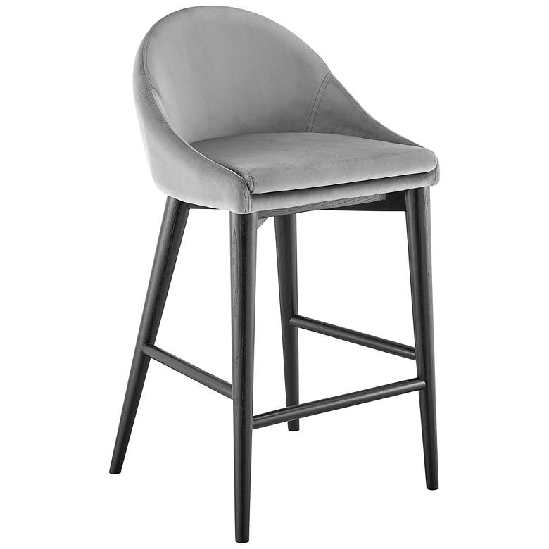 Image 1 Baruch 26 1/2" Gray Velvet Counter Stool