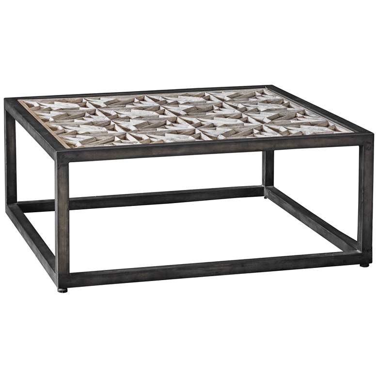 Image 1 Baruti 42 inch Wide Metal and Aged White Wood Coffee Table