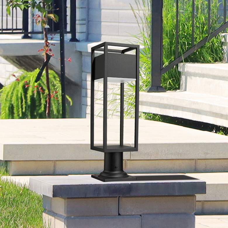 Image 1 Barwick 21 1/4" High Black Metal LED Outdoor Pier Mount