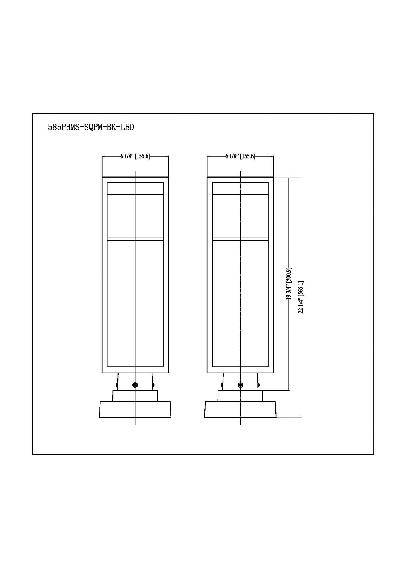Barwick 22 1/4"H Black Rectangular LED Outdoor Pier Mount