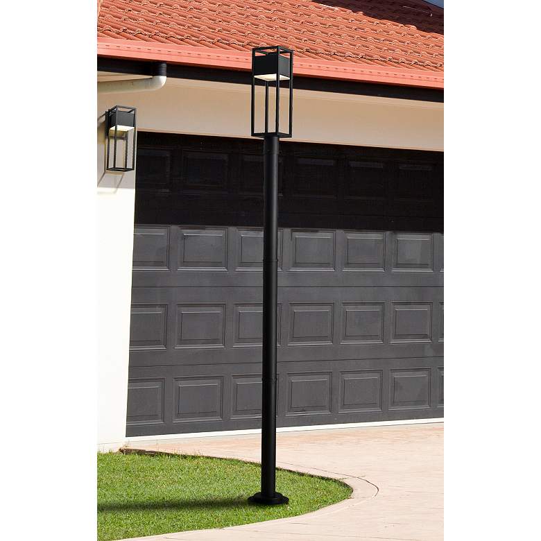 Image 1 Barwick 95" High Black LED Outdoor Post Light with Base
