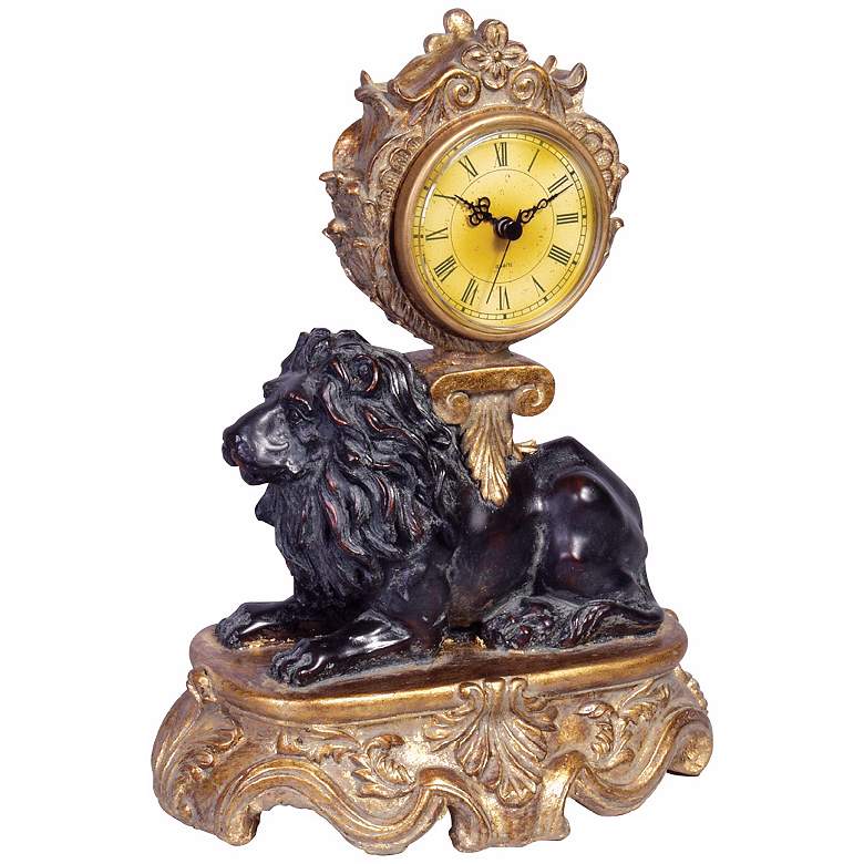 Image 1 Barzini 11 1/2 inch High Lion Table Clock