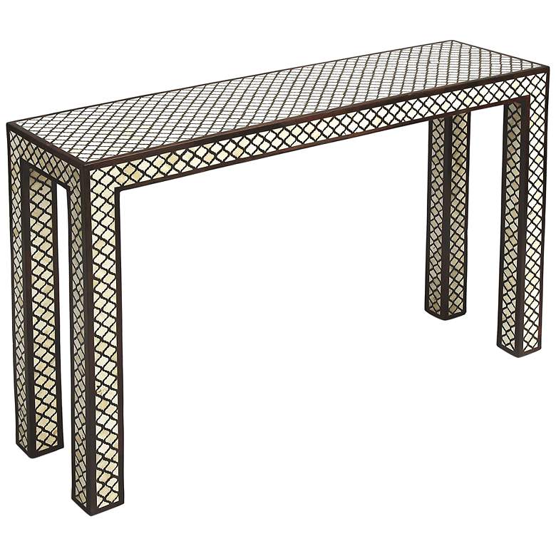 Image 1 Basan 43 1/2" Wide Wood and Bone Inlay Console Sofa Table