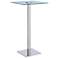 Basel Square Clear Glass Top and Stainless Steel Bar Table