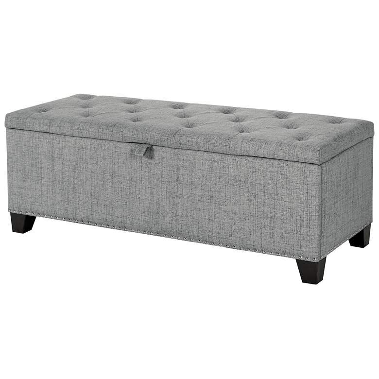 Image 1 Bash 48" Linen Gray Upholstered Bench with Storage