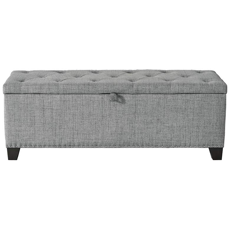 Image 4 Bash 48" Linen Gray Upholstered Bench with Storage more views