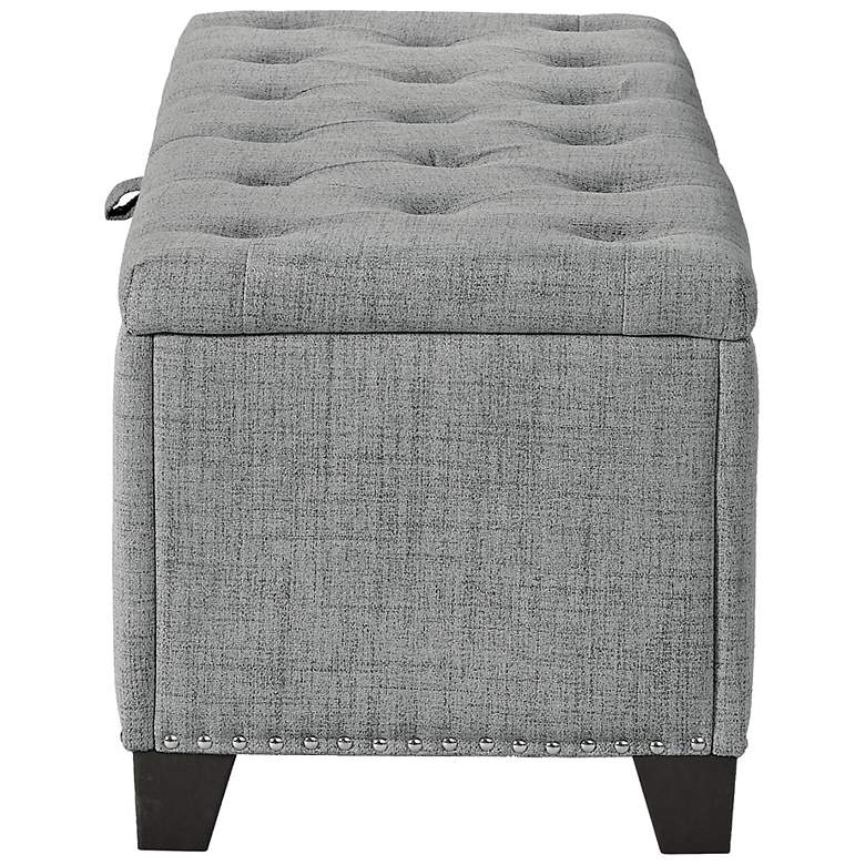 Image 5 Bash 48" Linen Gray Upholstered Bench with Storage more views