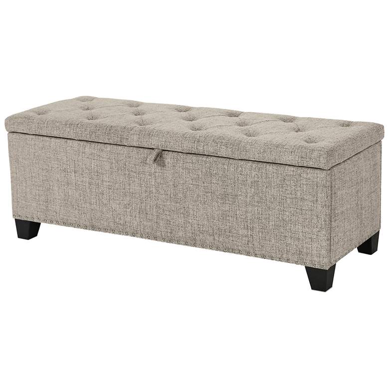Image 1 Bash 48" Linen Light Brown Upholstered Bench with Storage