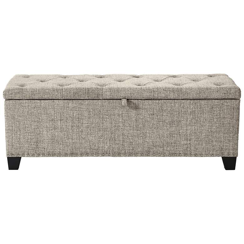 Image 4 Bash 48" Linen Light Brown Upholstered Bench with Storage more views