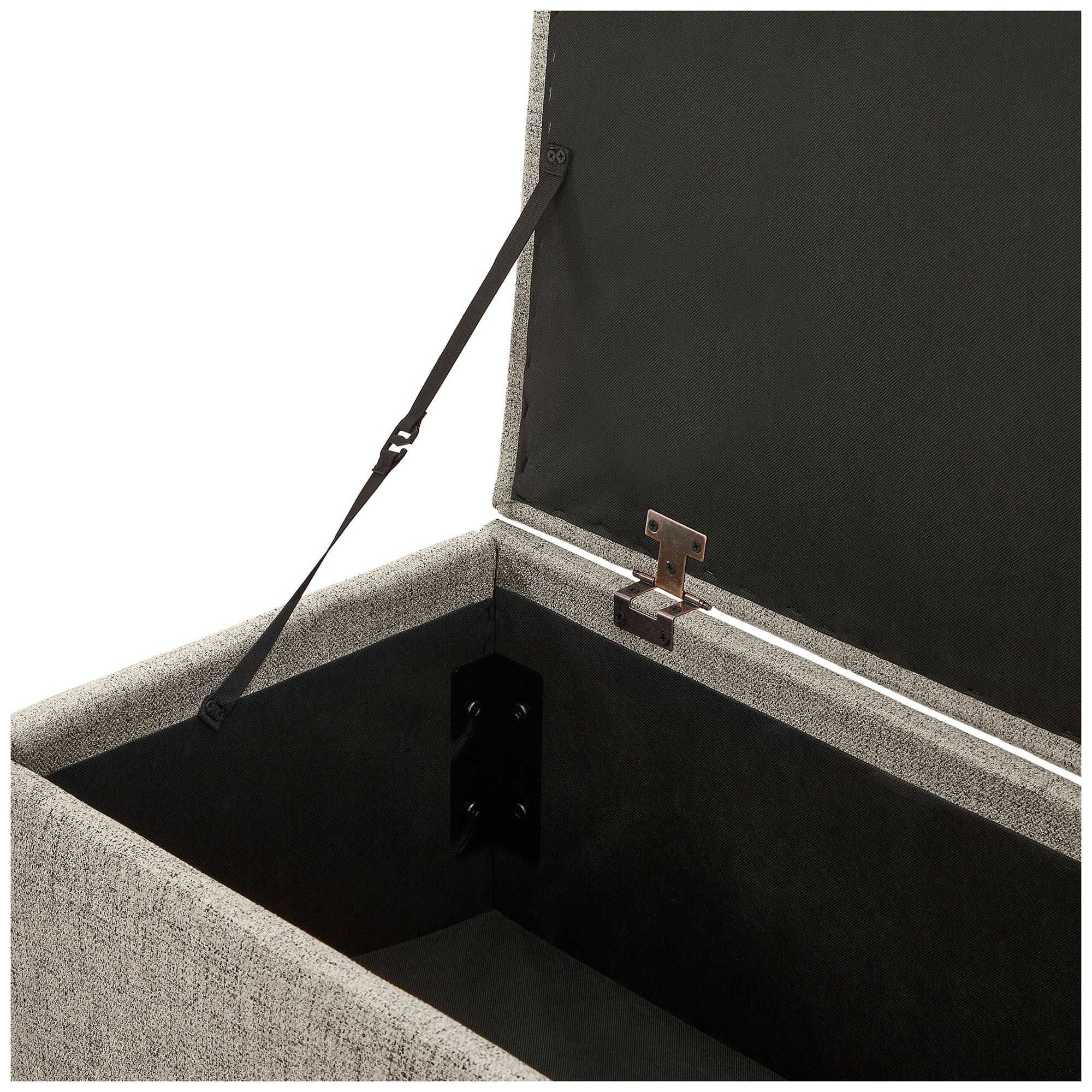 Bash 48" Linen Light Brown Upholstered Bench with Storage