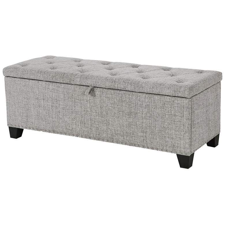 Image 1 Bash 48" Linen Light Gray Upholstered Bench with Storage