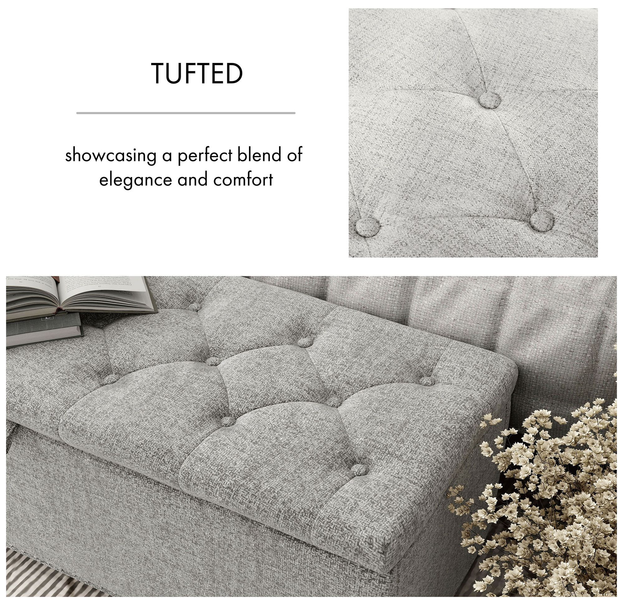 Bash 48" Linen Light Gray Upholstered Bench with Storage