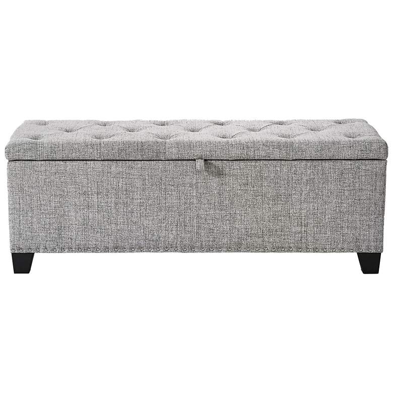 Image 4 Bash 48" Linen Light Gray Upholstered Bench with Storage more views
