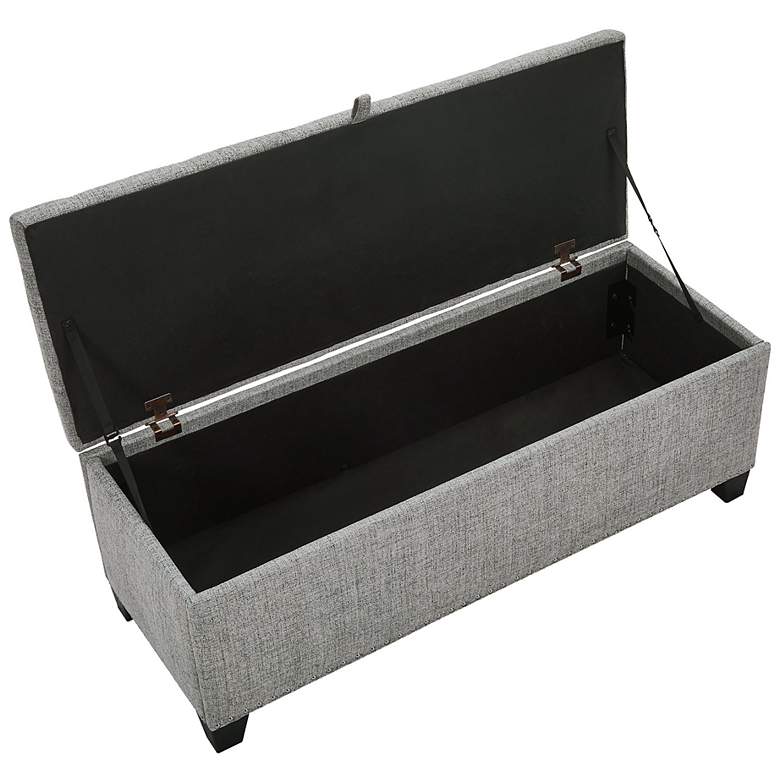Image 6 Bash 48" Linen Light Gray Upholstered Bench with Storage more views