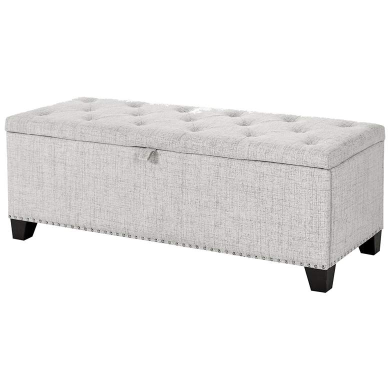 Image 1 Bash 48" Linen Off White Upholstered Bench with Storage