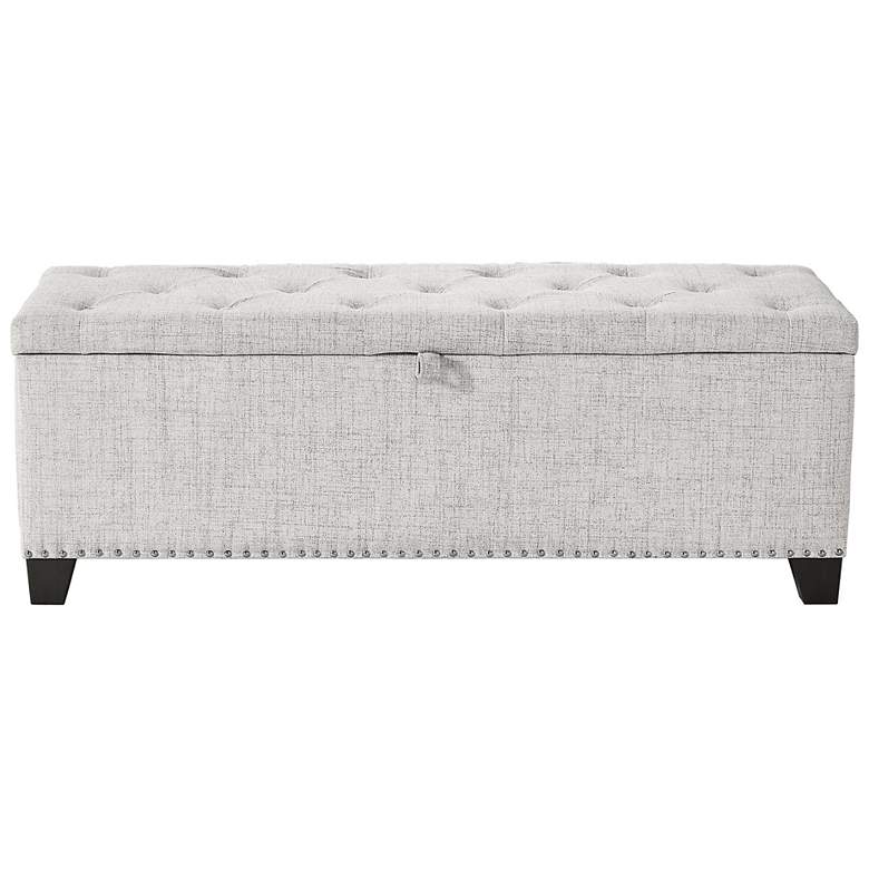 Image 4 Bash 48" Linen Off White Upholstered Bench with Storage more views