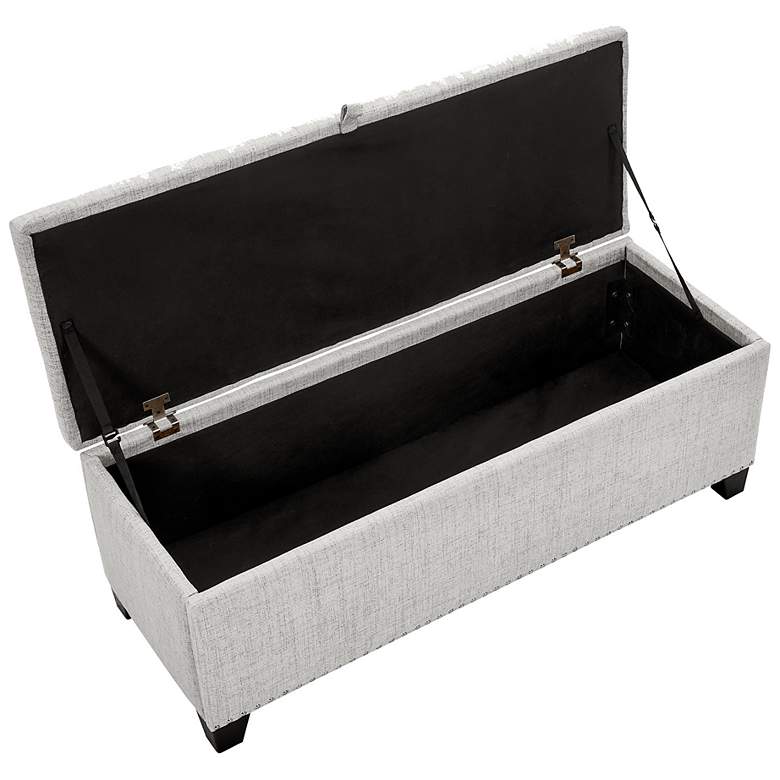 Image 6 Bash 48" Linen Off White Upholstered Bench with Storage more views