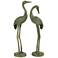 Bashful Cranes 17"H Green Verdigris Garden Statues Set of 2