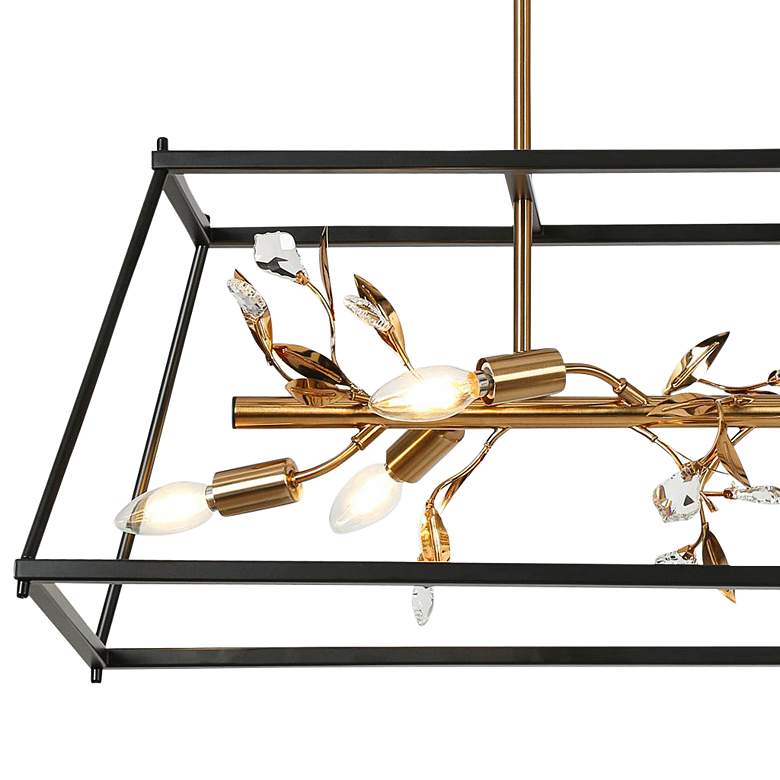 Image 2 Basia 31 1/2" Matte Black and Brass 6-Light Linear Island Chandelier more views