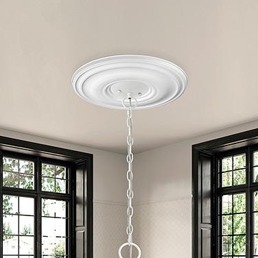 Basic 16" Wide Smooth White Round Ceiling Medallion