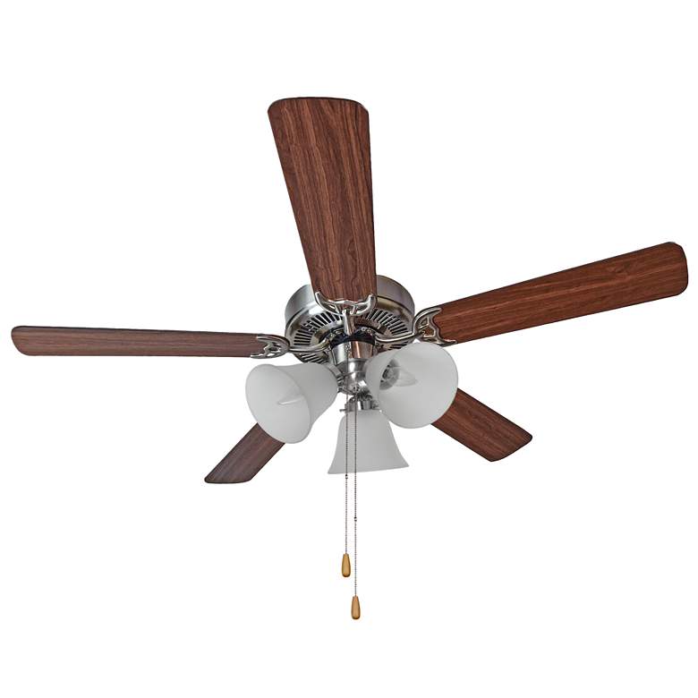Image 1 Basic-Max 52 inch Satin Nickel Ceiling Fan With Walnut/Pecan Blades