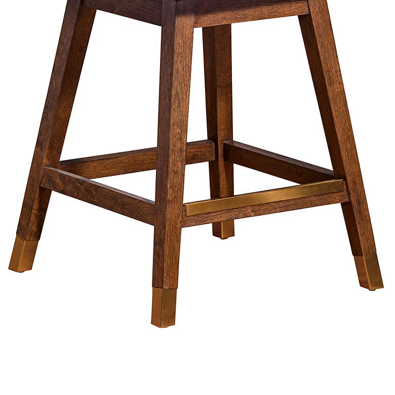 Image 6 Basila 26 in. Swivel Barstool in Brown Oak Finish with Beige Fabric more views