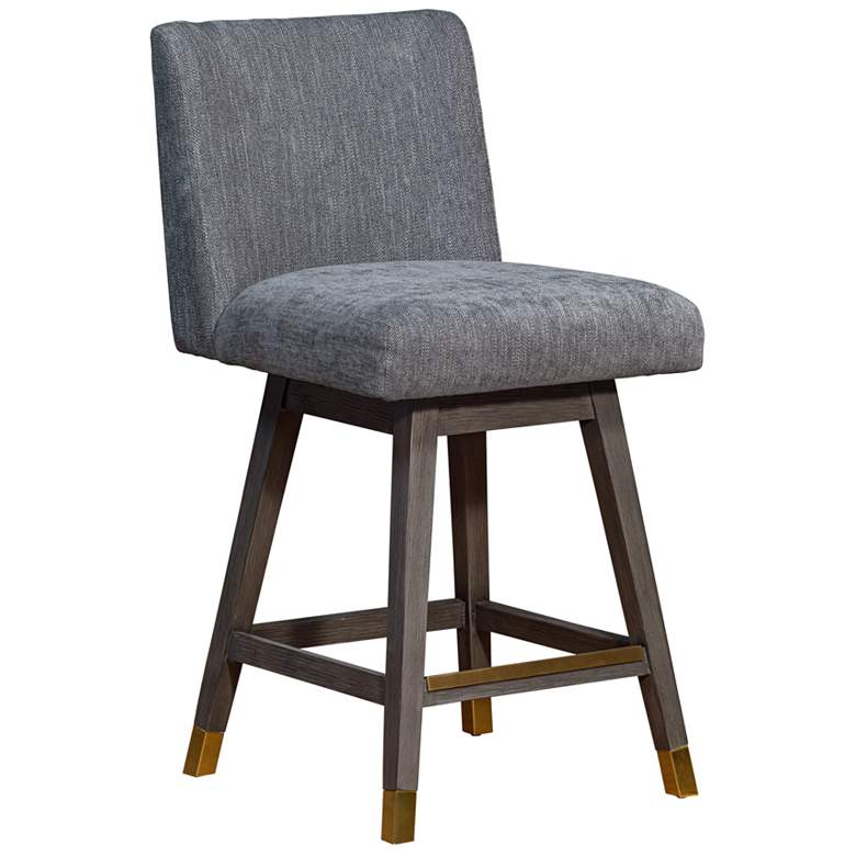Image 1 Basila 26 in. Swivel Barstool in Grey Oak Finish with Grey Fabric