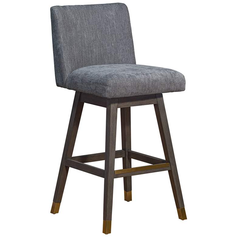 Image 1 Basila 30 in. Swivel Barstool in Grey Oak Finish with Grey Fabric