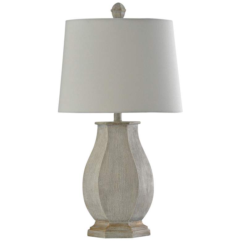 Image 2 Basilica Sky Grey Table Lamp with White Fabric Shade